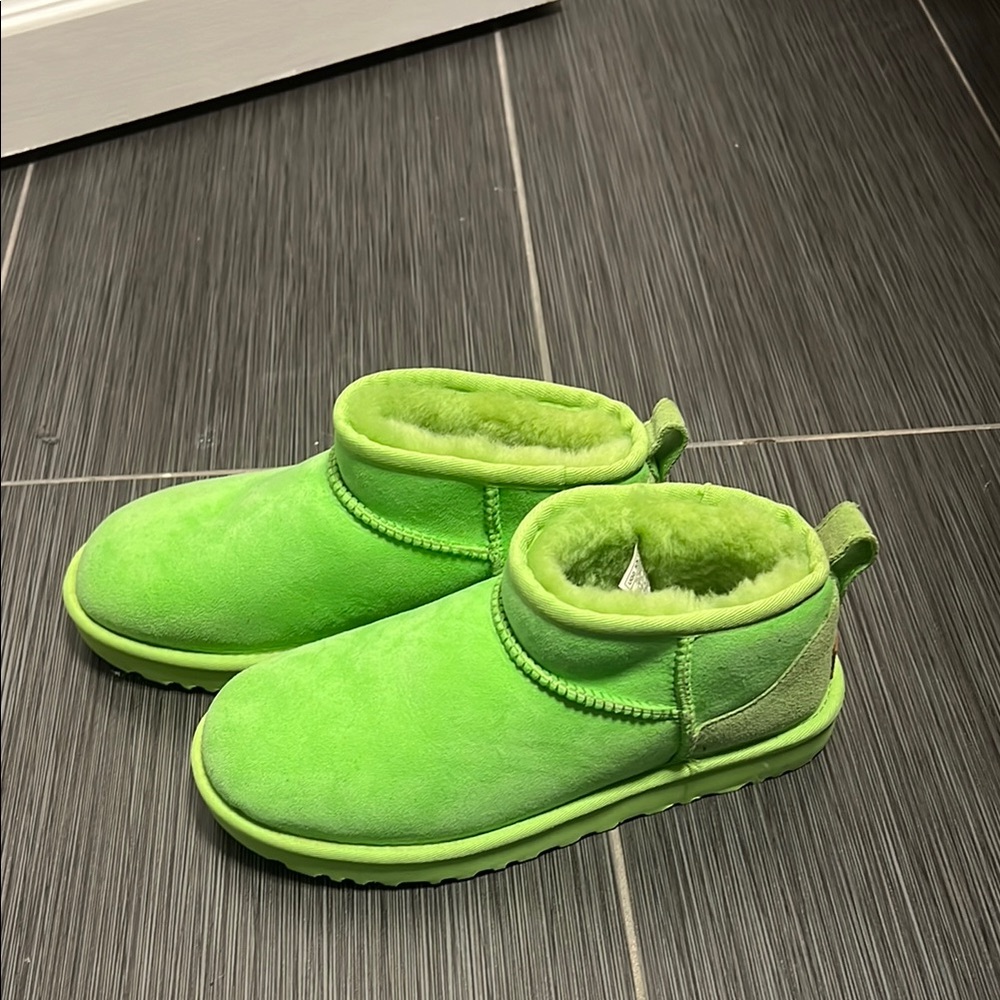 Vibrant Green Suede Ankle Boots